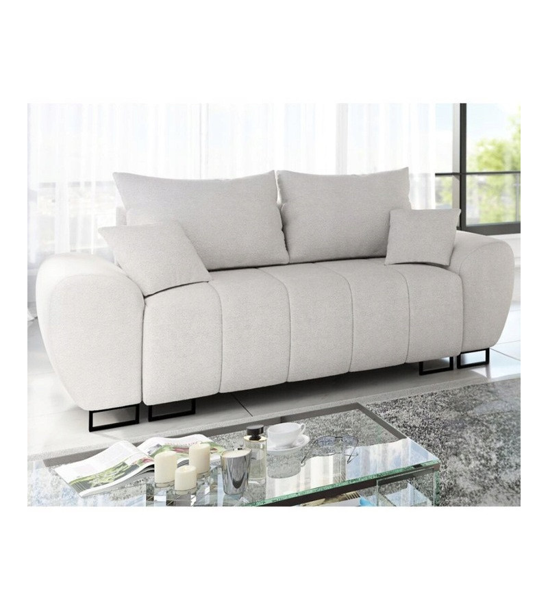KRUDOX Ragnar 3+2 Schlafsofa-Set Weiß mit Pouffe (C1)