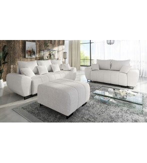 KRUDOX Ragnar 3+2 Schlafsofa-Set Weiß mit Pouffe (C1)