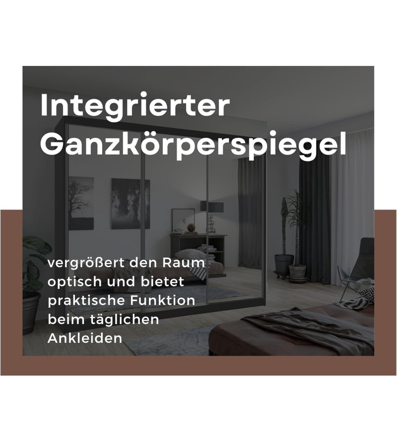 Schwebetürenschrank Lux 250 cm mit Spiegel