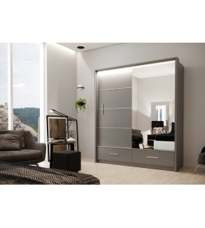 Schwebetürenschrank MS Matt 203 cm mit Spiegel