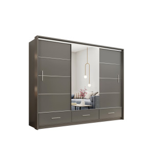 Schwebetürenschrank MS Matt 250 cm mit Spiegel