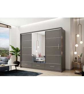 Schwebetürenschrank MS Matt 250 cm mit Spiegel