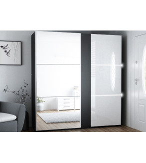 Schwebetürenschrank TS 200 cm mit Spiegel
