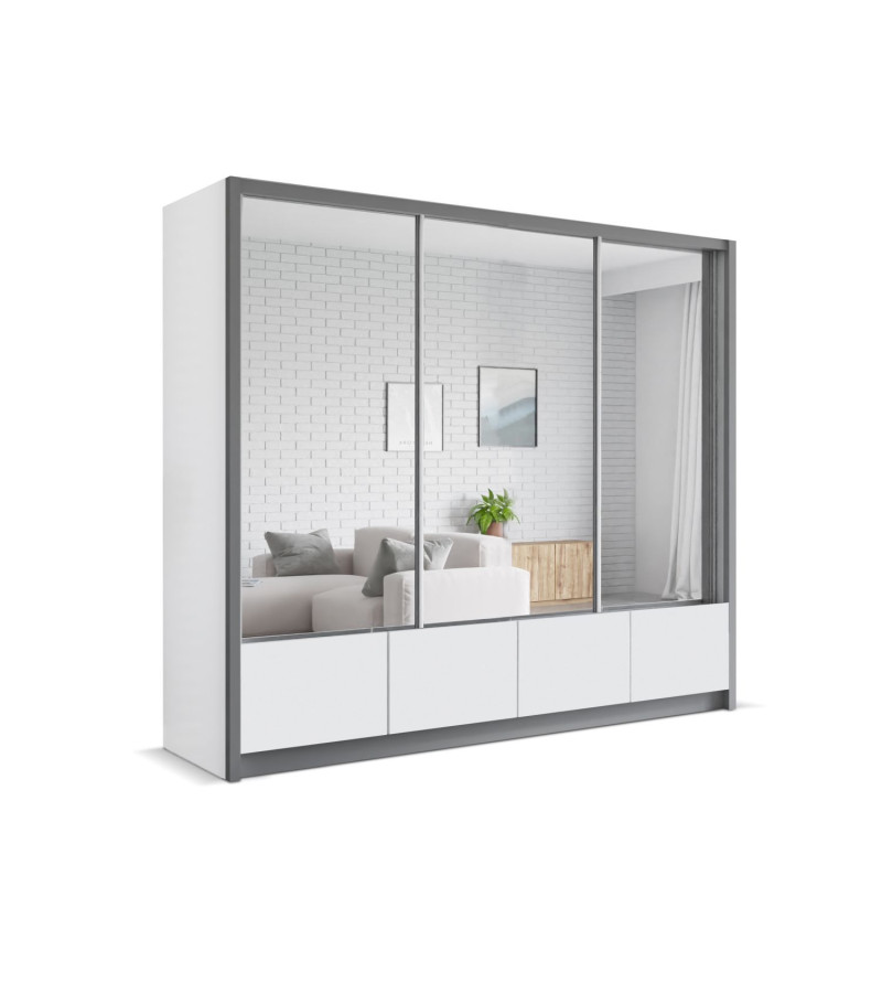 Schwebetürenschrank LU 254 cm mit Spiegel