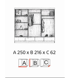Schwebetürenschrank LU 254 cm mit Spiegel
