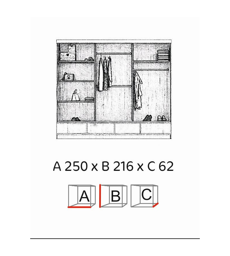 Schwebetürenschrank LU 254 cm mit Spiegel