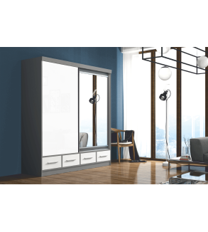 Schwebetürenschrank MI 200 cm mit Spiegel